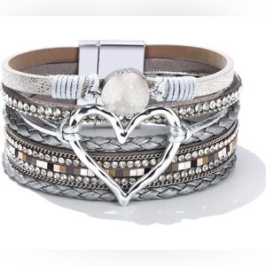 NWT Boho Leather Wrap Bracelets for Women Cute Stackable Heart